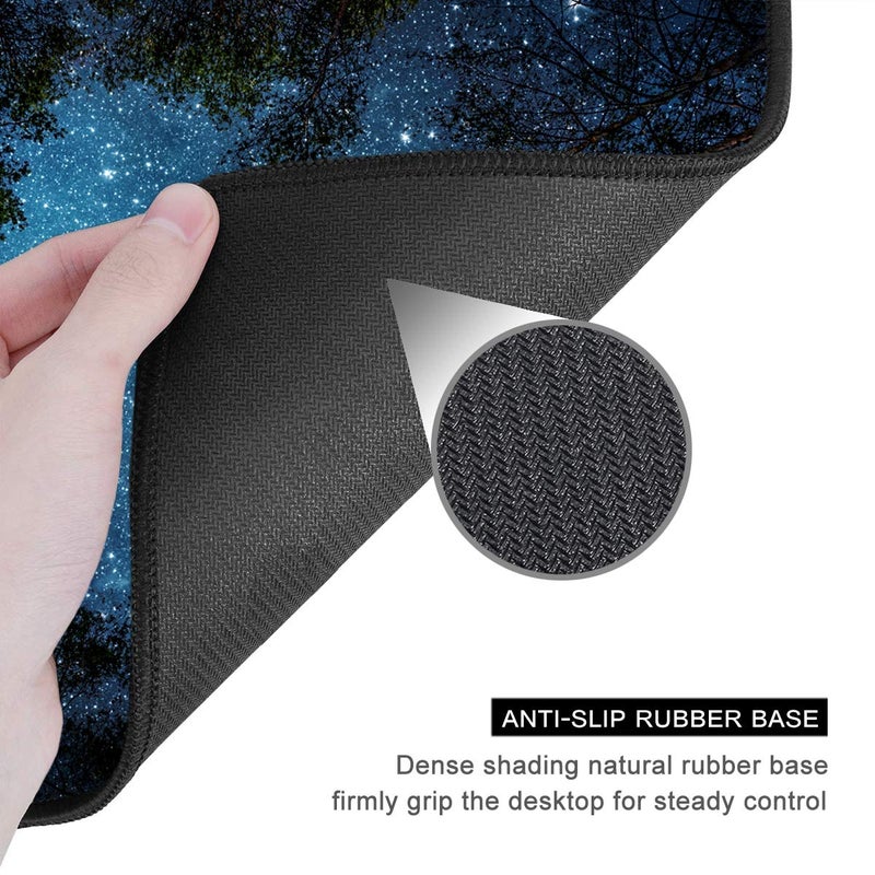 Auhoahsil Mouse Pad, 12 x 10 in Nature Theme Computer Mouse Pad for Desk, Premium-Textured Non-Slip Rubber Stitched Edges Waterproof Square Mouse Mat for Gaming Work Wireless Mice, Night Sky - Image 5